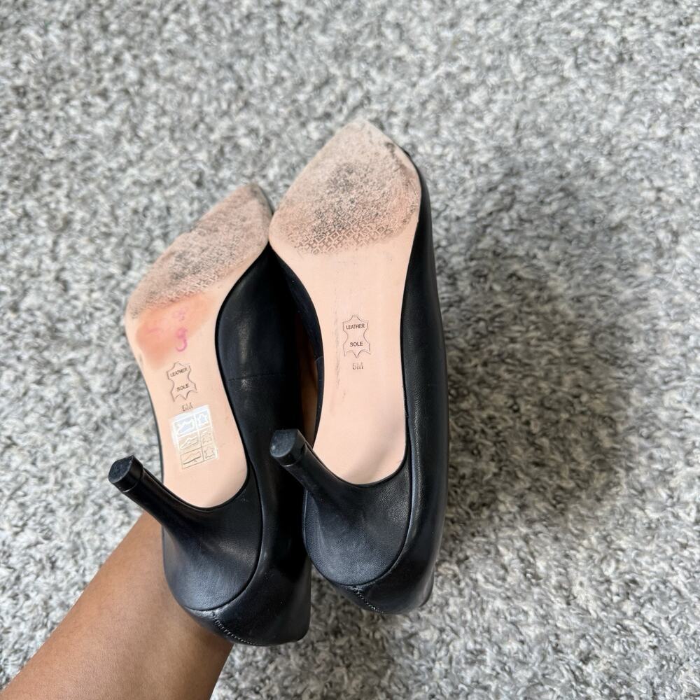 Tory Burch Penelope Cap Toe Pumps Heels Sz 5 Black Leather Patent Pointed Toe - Picture 5 of 6